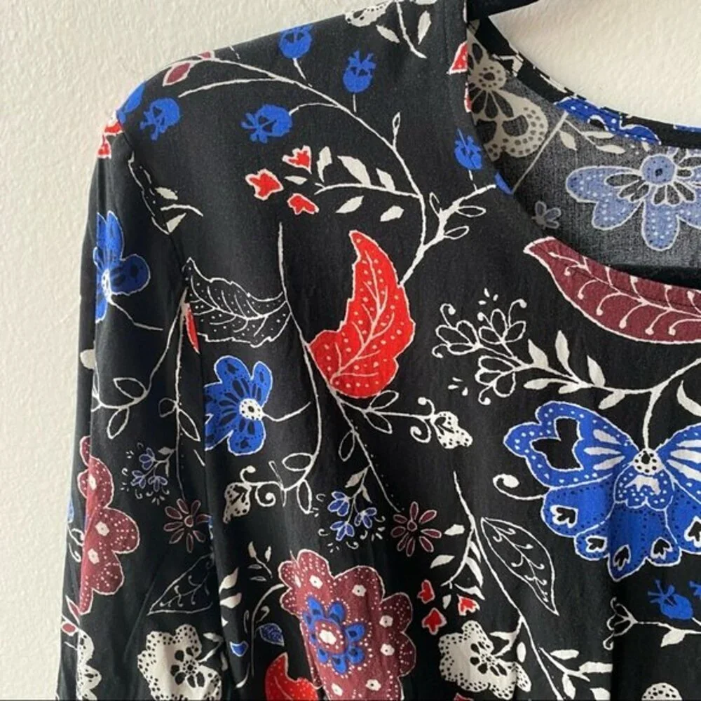 Old Navy Floral Mini Dress - Black, Blue, Red - Picture 3 of 6